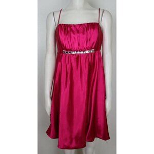 JESSICA MCCLINTOCK - WOMEN'S JEWEL TONE PINK SATIN PARTY COCKTAIL DRESS - SIZE 9